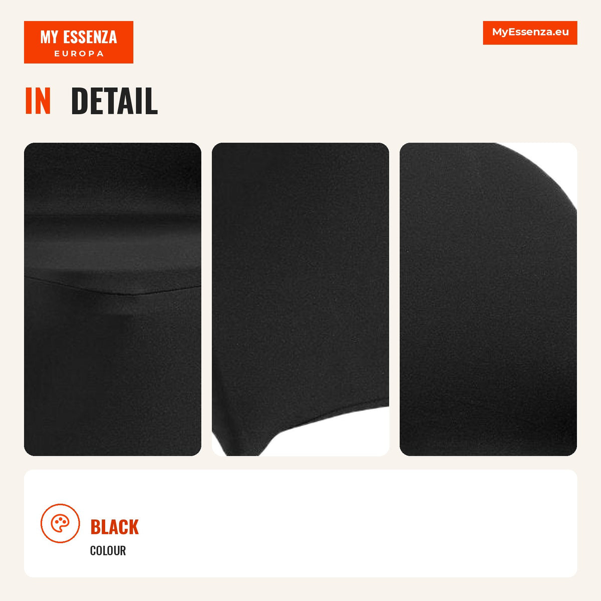 Stretch spandex chair covers 30 pieces black — Infografia EN (detalhe)
