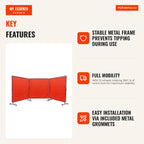 Welding Protection Curtain 1.8 x 1.8 m with Wheels — Infografia EN (vantagens)