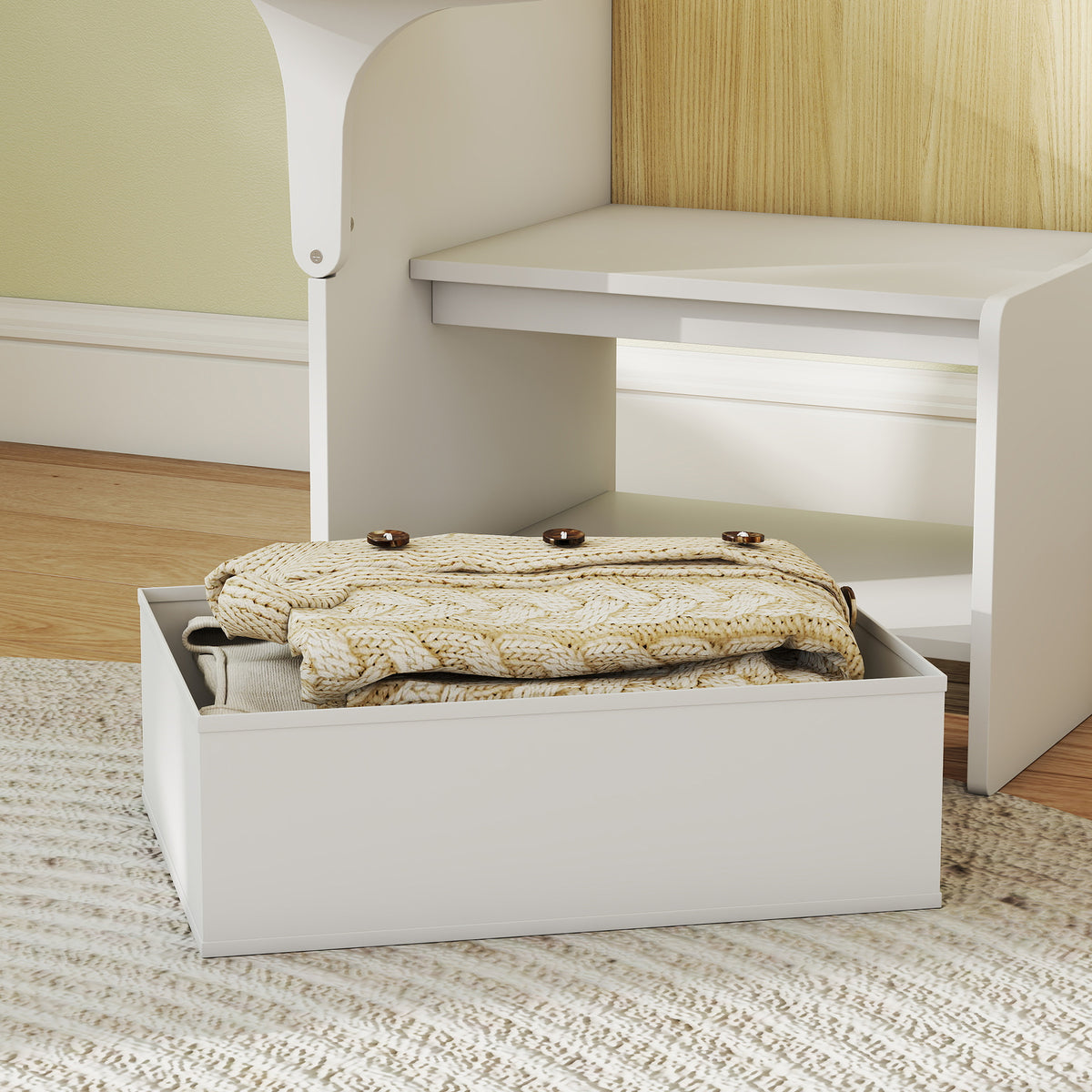 Mesa e Cadeira para Crianças com Cesto de Arrumação Conjunto de Mesa de Atividades 2 em 1 para Desenho Leitura e Brincadeiras Branco — imagem 7
