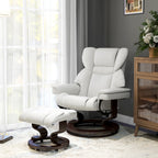 Poltrona relax com função de massagem e apoio para os pés, Poltrona reclinável, Couro sintético, 79 x 82 x 101 cm, Creme branco — imagem 3