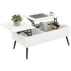 Mesa de Centro Elevatória com Tampo Duplo e Compartimento Oculto, Branco para Sala de Estar — imagem 6