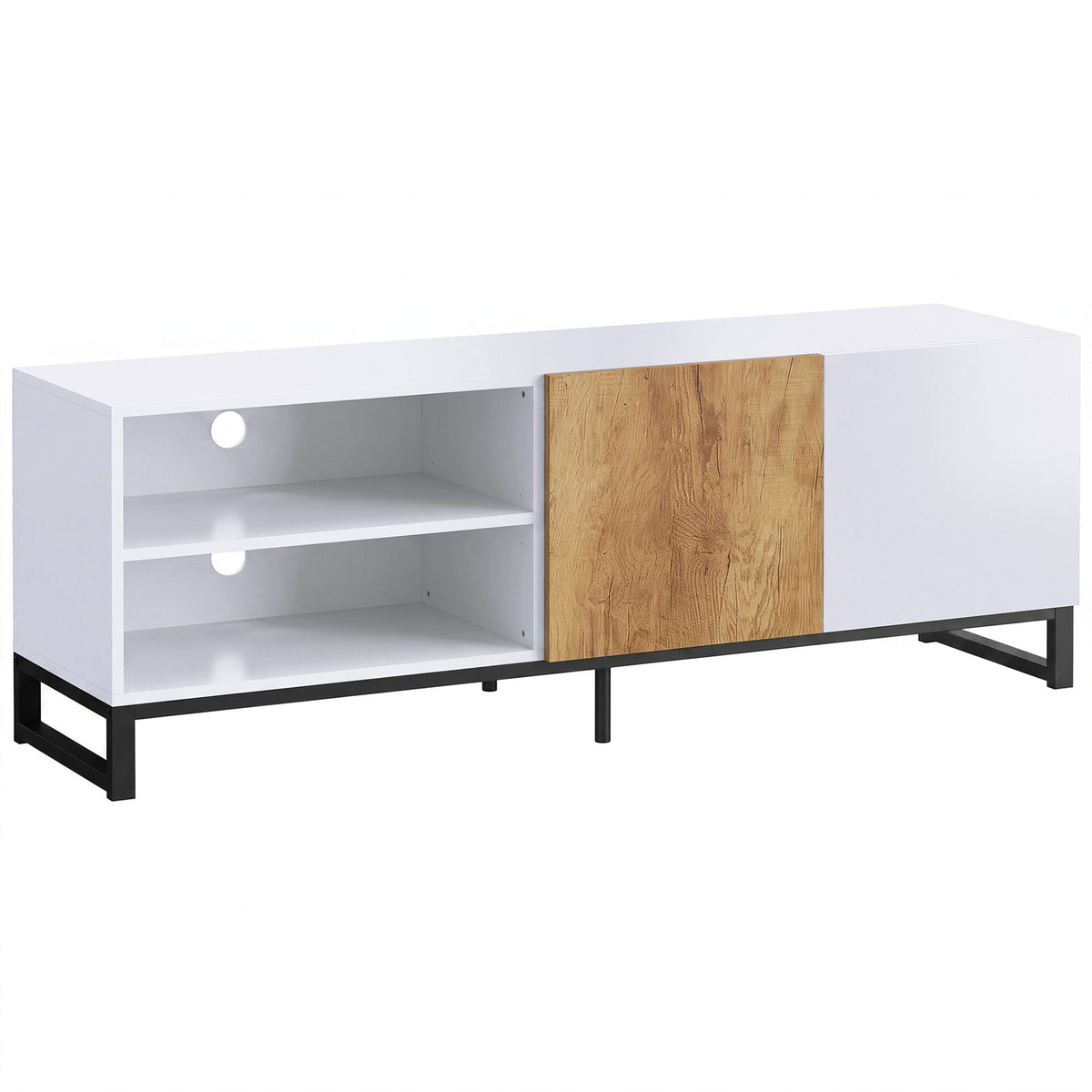 Móvel TV 140 cm Móvel para Televisor até 139,7 cm 2 Portas com Fecho Suave e Prateleiras Reguláveis Branco — foto 1