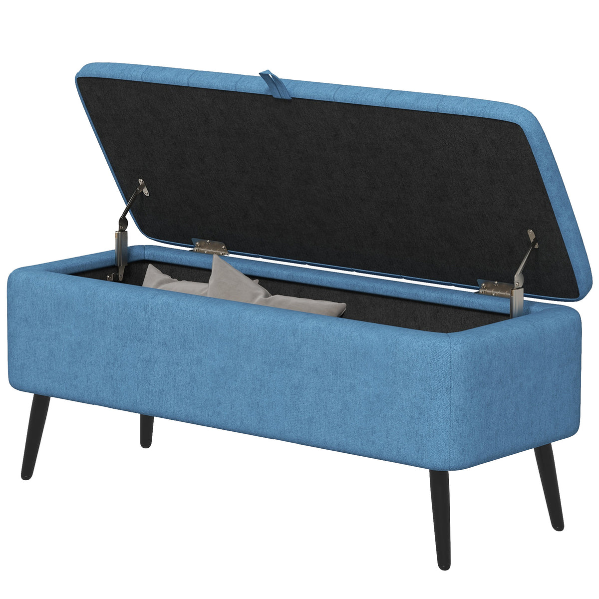 Banco com Compartimento Pufe Acolchoado 102x40x44 cm Azul Escuro — imagem 9