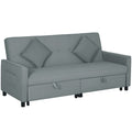 Sofá-cama, sofá de 3 lugares ajustável com função cama, sofá-cama com cama extensível, almofadas, Cinza — foto 1