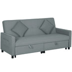 Sofá-cama, sofá de 3 lugares ajustável com função cama, sofá-cama com cama extensível, almofadas, Cinza — foto 1