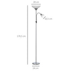 Candeeiro de Pé Candeeiro de Sala com 2 Cabeças Soquetes E27 e E14 Base em Metal Ø28x179,5H cm — foto 2