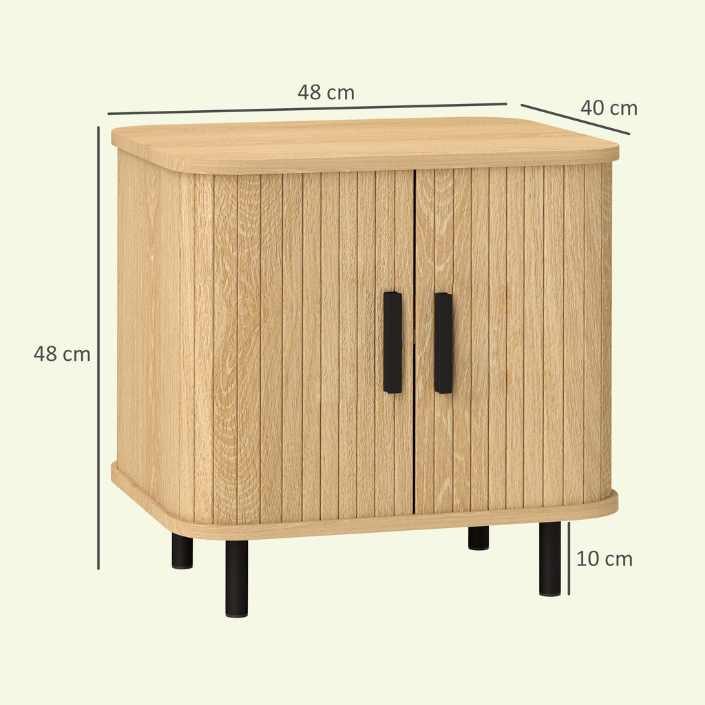 Mesa de Cabeceira com Portas de Ripas e Pés de Aço para Quarto e Sala Carvalho — foto 2