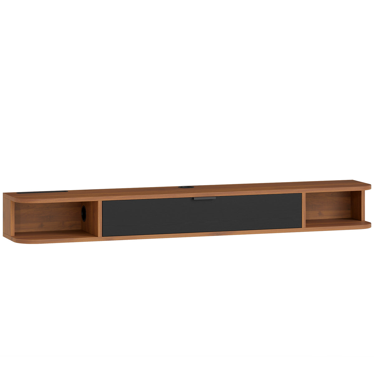 Móvel TV Suspenso Móvel para TV até 60 Polegadas (152,4 cm) Gaveta Rebatível 2 Prateleiras 140x24x16 cm Nogueira — foto 1