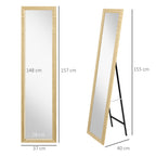 Espelho com Suporte para Parede ou para Colocar Retangular com Moldura de Madeira para Sala Quarto 37x155 cm Marrom Claro — foto 2