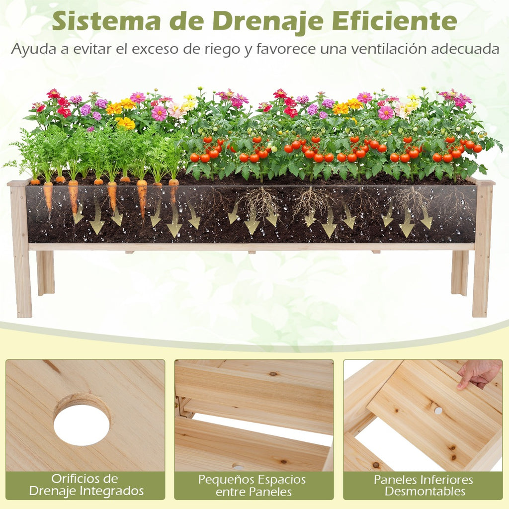Jardineira Elevada de Madeira Rectangular com Drenagem para Horta Urbana — foto 6