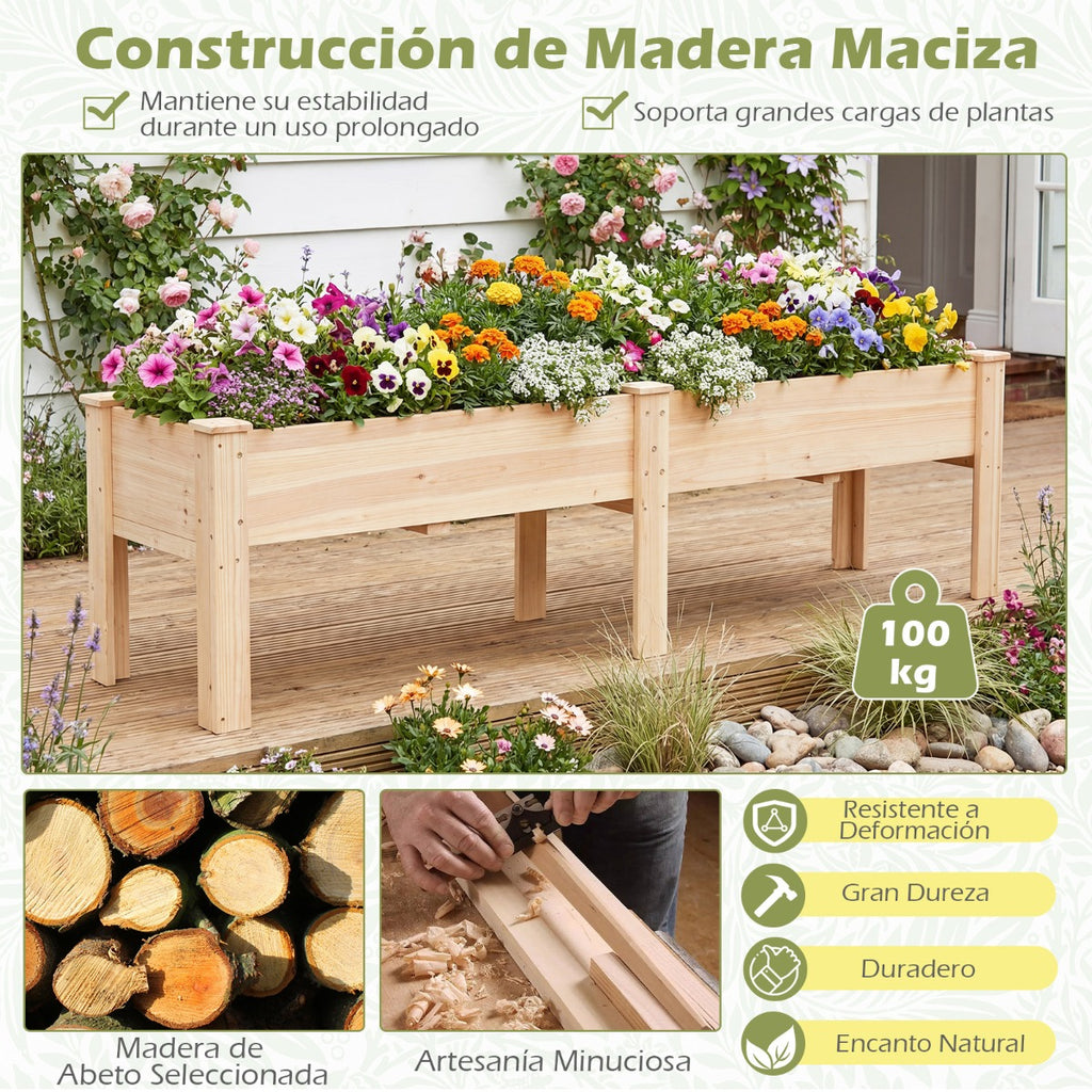 Jardineira Elevada de Madeira Rectangular com Drenagem para Horta Urbana — foto 7