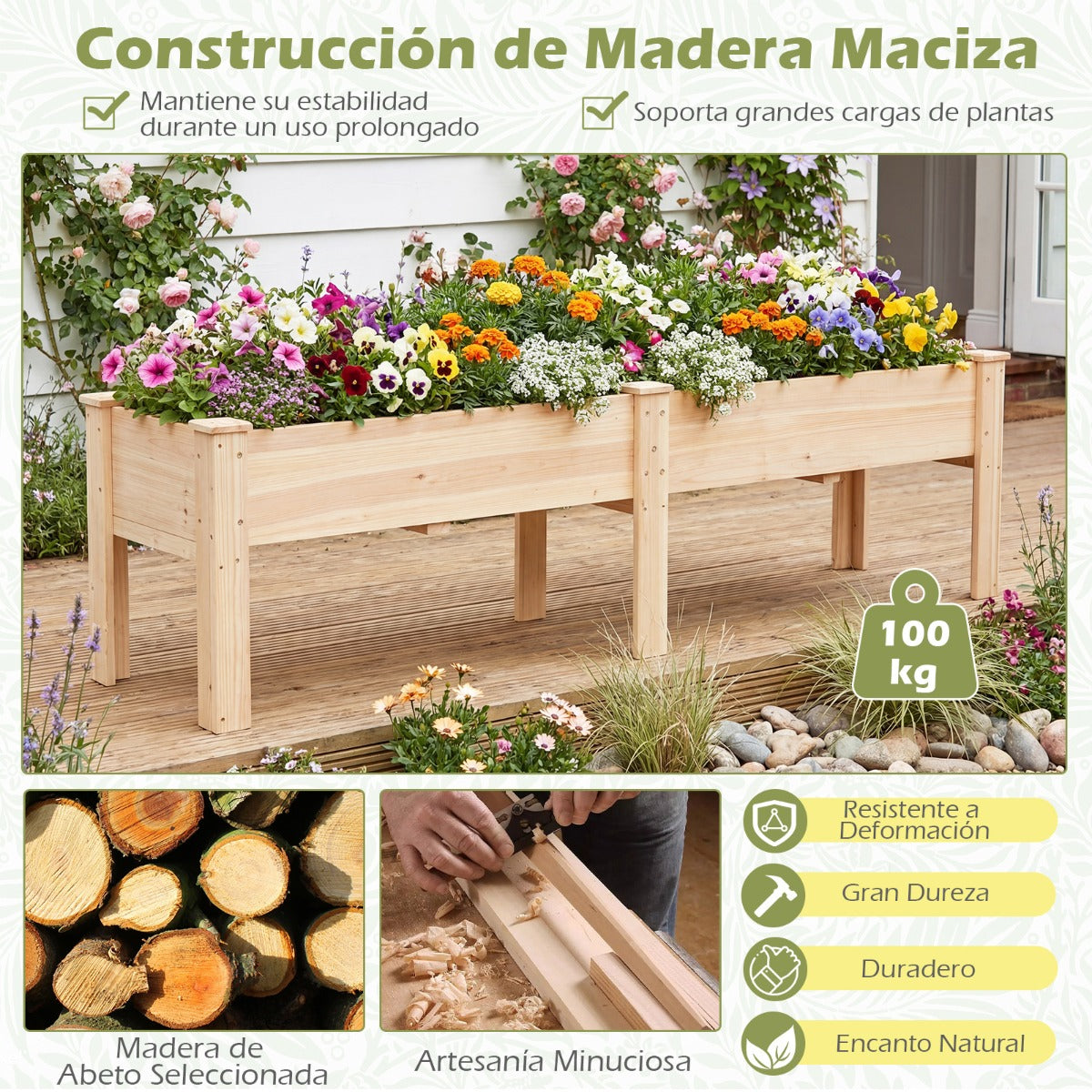 Jardineira Elevada de Madeira Rectangular com Drenagem para Horta Urbana — foto 7