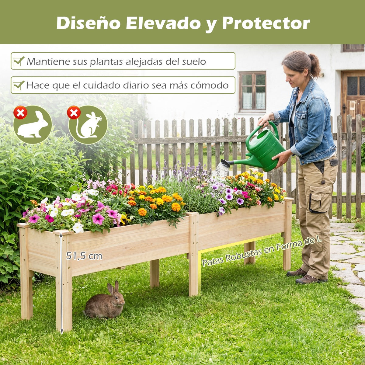 Jardineira Elevada de Madeira Rectangular com Drenagem para Horta Urbana — foto 8