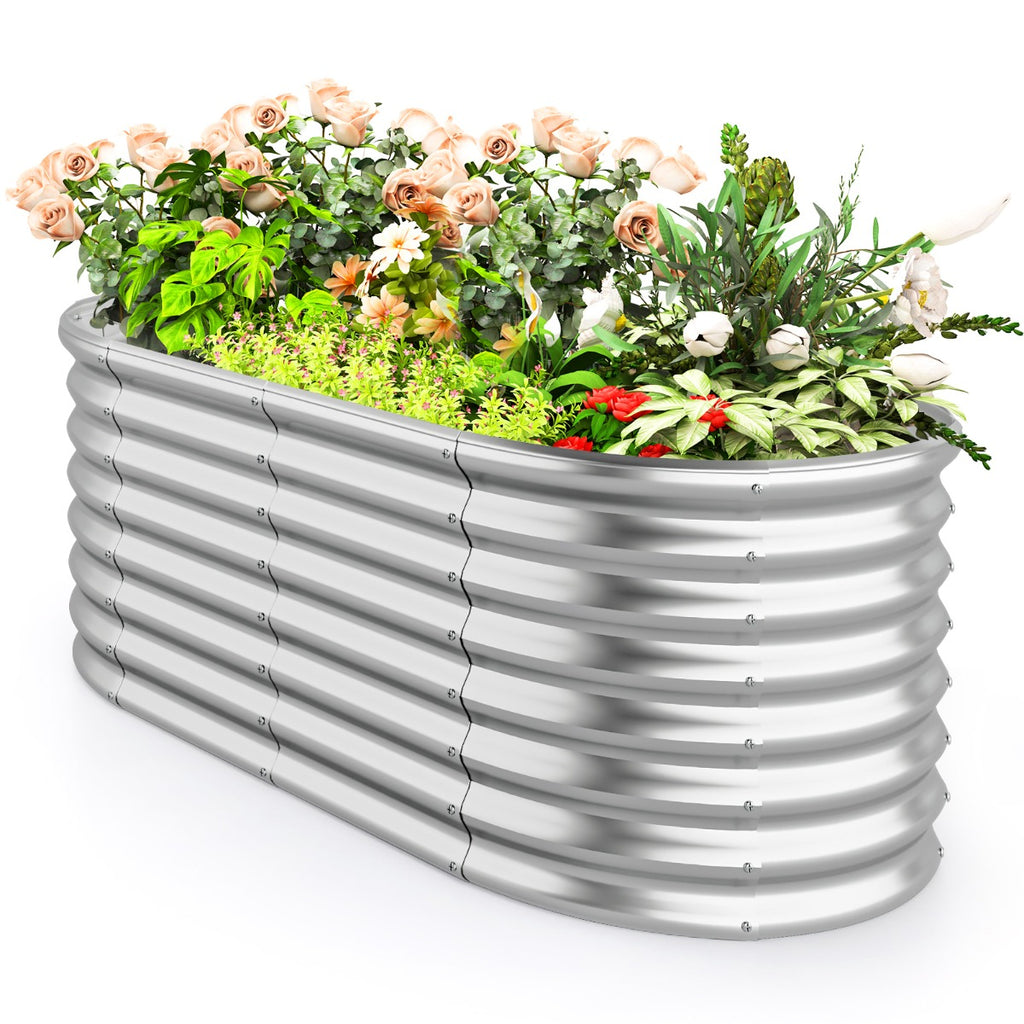 Jardinera Elevada de Metal para Jardim com Base Aberta e Grande Capacidade 710L Prateada — foto 2