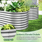 Jardinera Elevada de Metal para Jardim com Base Aberta e Grande Capacidade 710L Prateada — foto 7