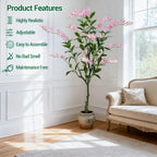 Jasmimeiro artificial 150 cm com ramos ajustáveis e vaso branco, decoração interior e exterior, rosa - rosa 150 cm — foto 3