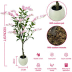 Jasmimeiro artificial 150 cm com ramos ajustáveis e vaso branco, decoração interior e exterior, rosa - rosa 150 cm — foto 4