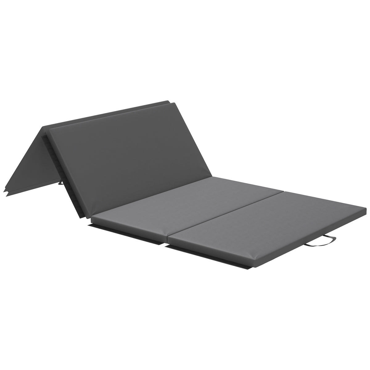 Tapete de Ginástica Yoga Pilates Fitness Dobrável em 4 com Material sintético Pegas 240x120x5 cm Cinzento — foto 1