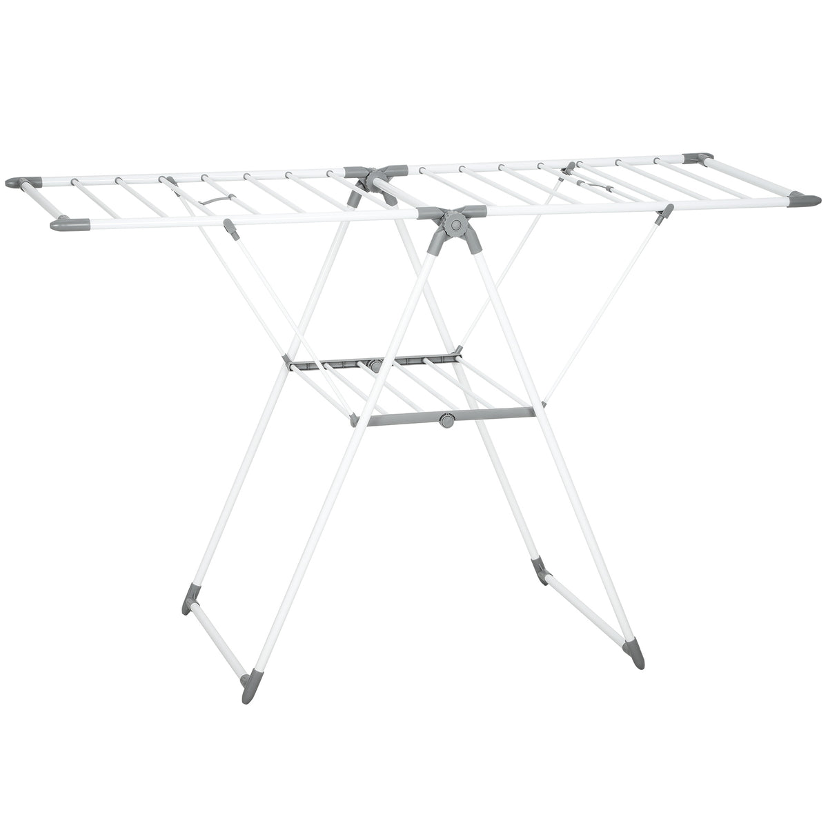 Varal de roupas dobrável para uso interno com braços articulados ajustáveis em metal 156,5 x 61,5 x 97 cm branco — foto 1