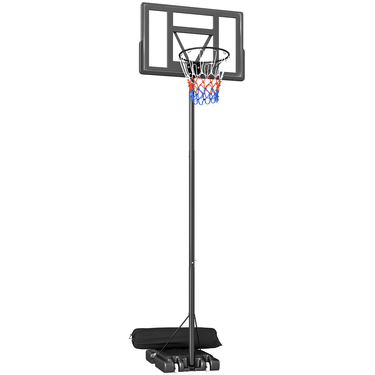 Tabela de Basquetebol para Exterior 135-305 cm Altura Ajustável Rápida Suporte de Basquete com Placa Traseira 110x70 cm Resistente a Quebras 2 Rodas — foto 1