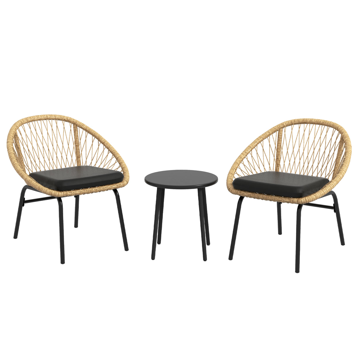 Conjunto de terraço em rattan, Conjunto de móveis de jardim, 2 poltronas & mesa, Amarelo — foto 1