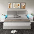 Conjunto 2 Mesas de Cabeceira LED a 16 Cores e 4 Modos com 2 Gavetas em Madeira 45x35x52 cm Branco Brilhante — imagem 3
