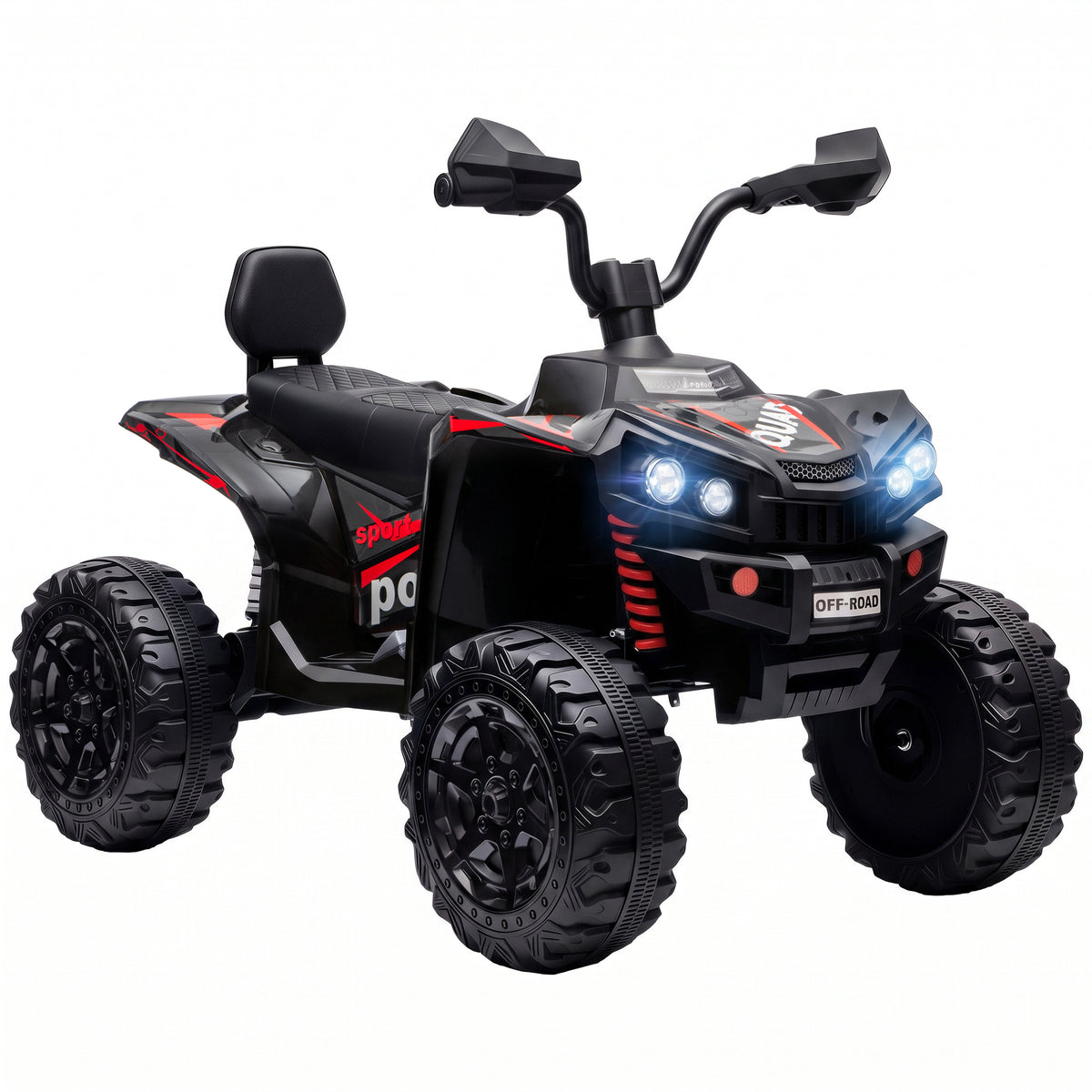 Quad Elétrico para Crianças ATV 24V 2 Lugares, Bateria de Lítio, 2 Motores 120W, Suspensões, Música, Faróis, Preto — foto 1