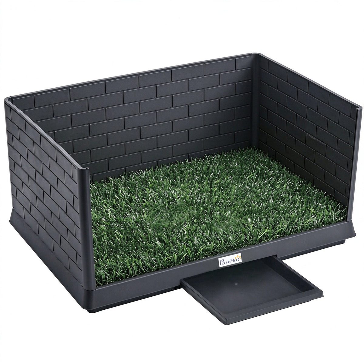 Sanita para Cães com Relva Artificial 75x51x36,5 cm com Paredes Altas Bandeja Deslizante e Fácil de Limpar Preto — foto 1