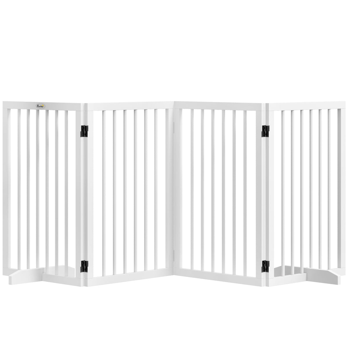 Barreira de Segurança Modular Dobrável para Animais de Estimação com Pé de Suporte Madeira Maciça 206x35,5x76 cm — foto 1