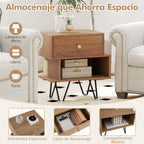Kit 2 Mesas de Cabeceira Modernas com Gaveta e Compartimento - Mesa Lateral Auxiliar Natural — foto 6