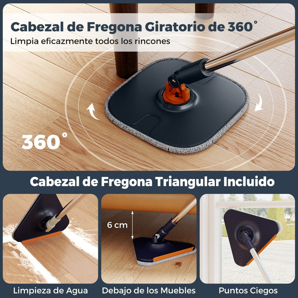 Kit Mopa e Balde com Escorredor - 2 Cabeçotes e 9 Panos de Microfibra — foto 6