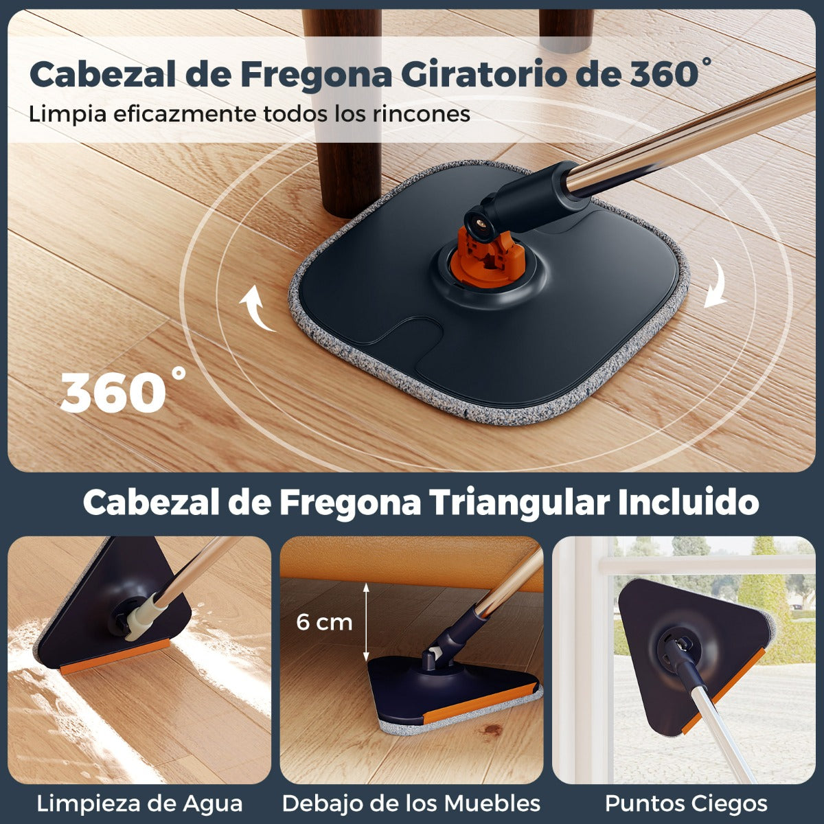 Kit Mopa e Balde com Escorredor - 2 Cabeçotes e 9 Panos de Microfibra — foto 6