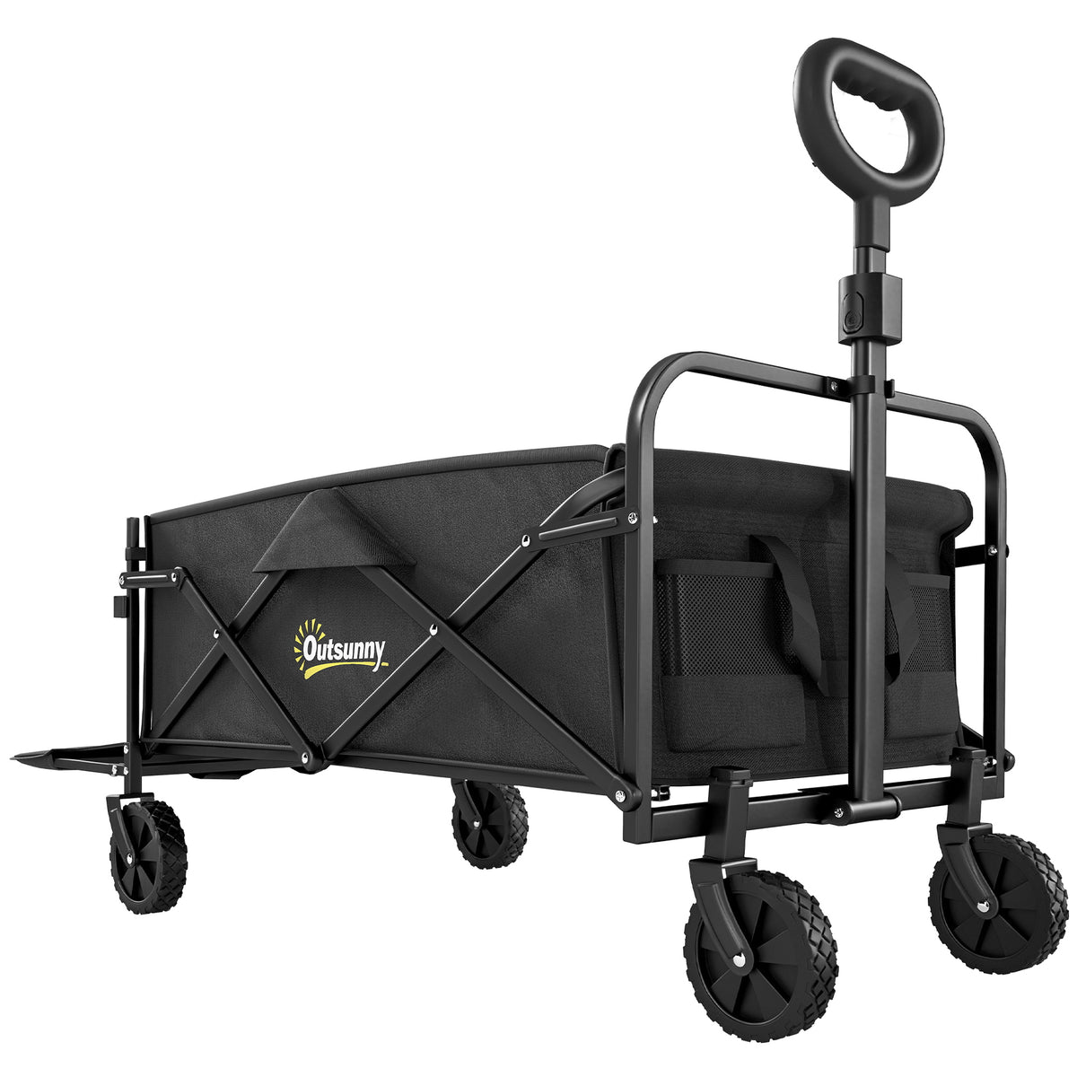 Carrinho de Jardim 72 L Dobrável com Alça Regulável em Aço e Tecido Oxford 114x46x92 cm Preto — foto 1