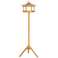Casa para Pássaros com Suporte em Madeira Comedouro com Plataforma Telhado Metálico Inclinado Ø57,7x153 cm Madeira Natural — foto 1