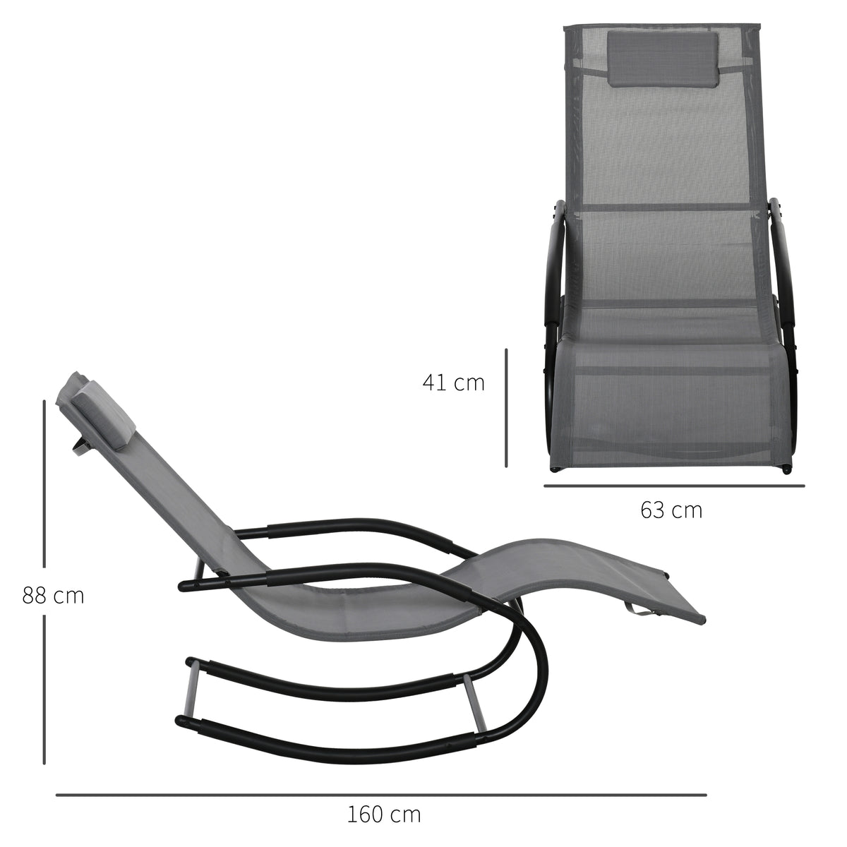Espreguiçadeira de Balanço Zero Gravity Ergonômica em Metal e Texteline 63x160x88 cm — foto 2