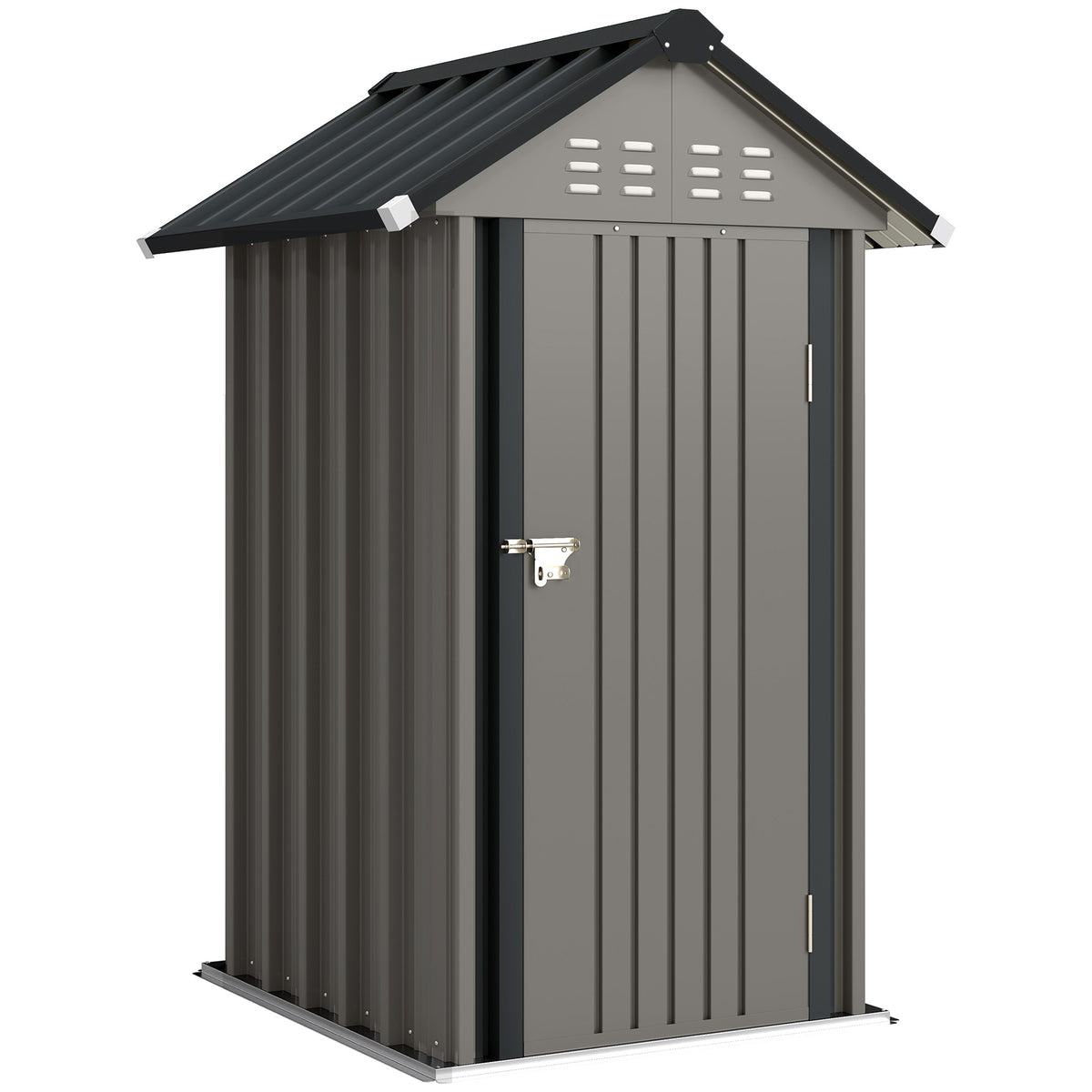 Abrigo Metálico para Ferramentas 1,17 m² Abrigo com Telhado a duas Águas Ventilação Fechadura Luvas 122x121x192 cm — foto 1