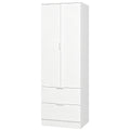 Roupeiro para Quarto com 2 Gavetas 2 Portas com Fecho Suave e Barra de Suspensão 60x47x180 cm Branco — foto 1