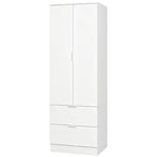 Roupeiro para Quarto com 2 Gavetas 2 Portas com Fecho Suave e Barra de Suspensão 60x47x180 cm Branco — foto 1