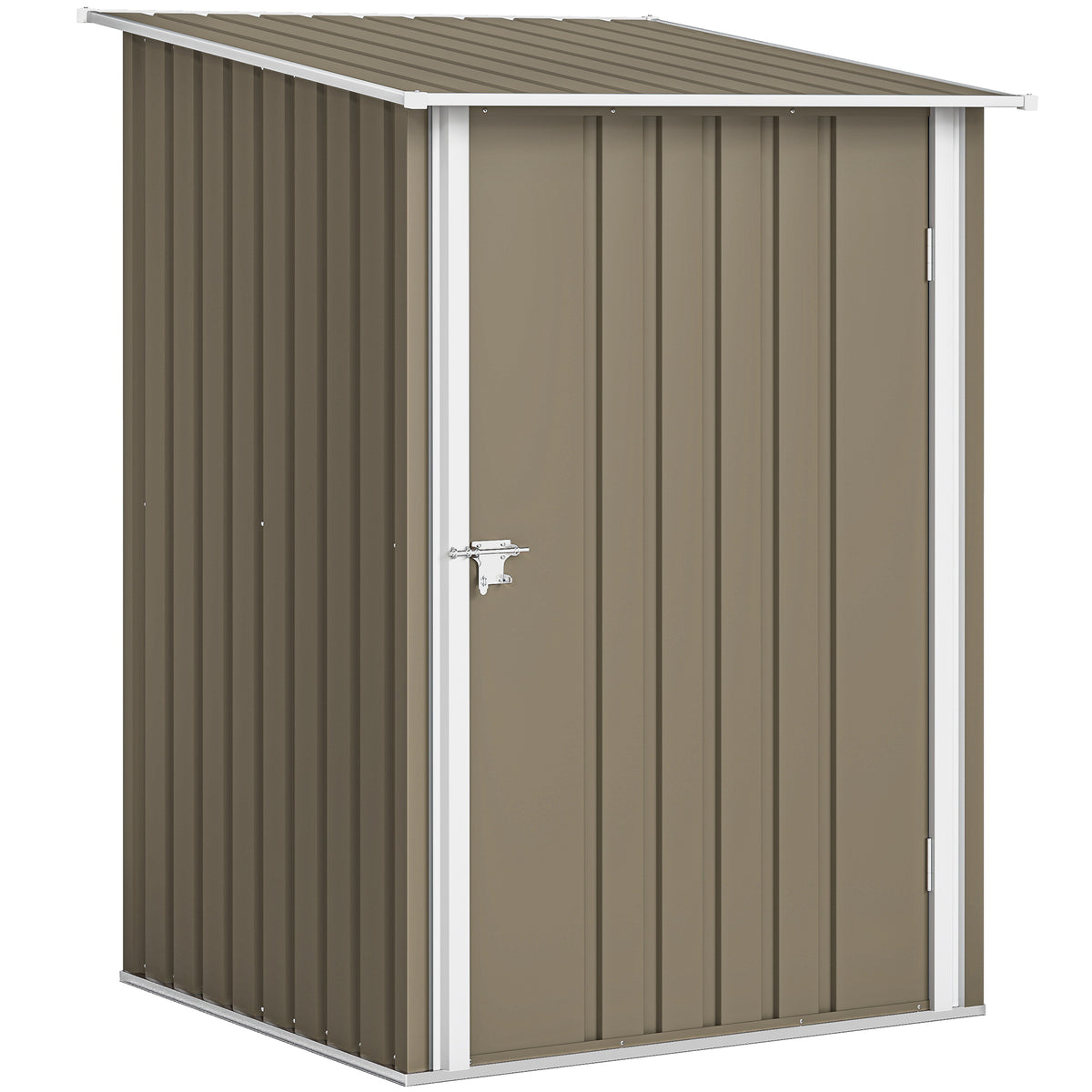 Abrigo de Jardim Porta Ferramentas em Aço Galvanizado com Porta 100x104x160 cm Castanho e Branco — foto 1