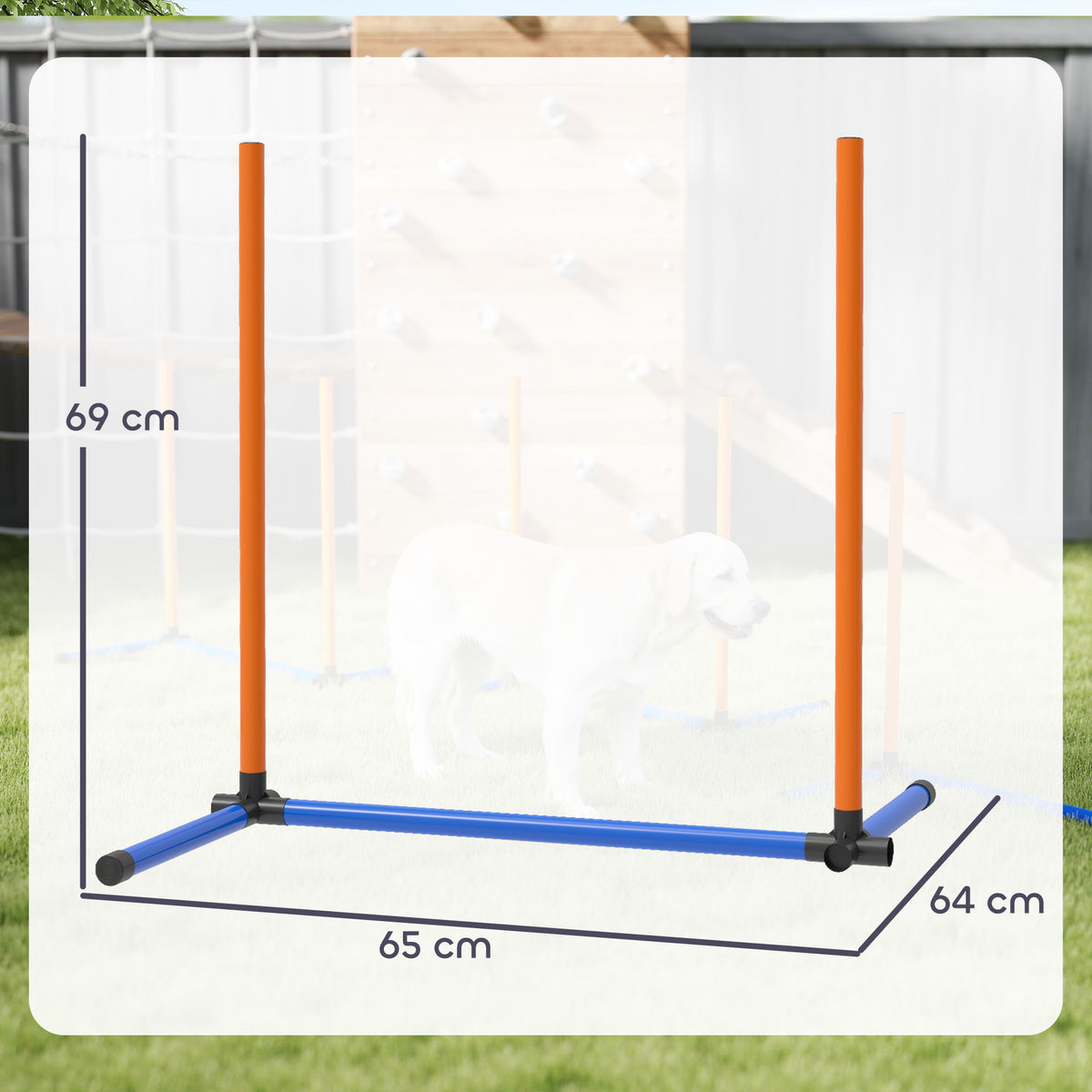 Conjunto Agility para Cães Equipamento de 3 Peças com Estacas de Slalom Bolsa de Transporte Conjunto de Treino para Todos Os Tamanhos de Cães Laranja — foto 2