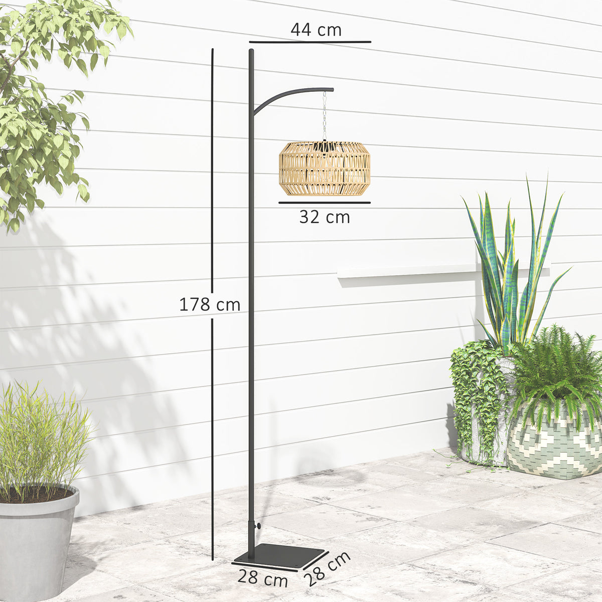 Candeeiro solar exterior resina trançada, candeeiro estilo boémio 178cm, sensor de luz, iluminação automática, amarelo — foto 2