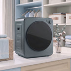 Mini Secadora de Roupas 4 kg com 5 Programas até 60 ℃ 800 W/400 W Secadora de Exaustão com Tambor em Aço Inox Cinza — imagem 3