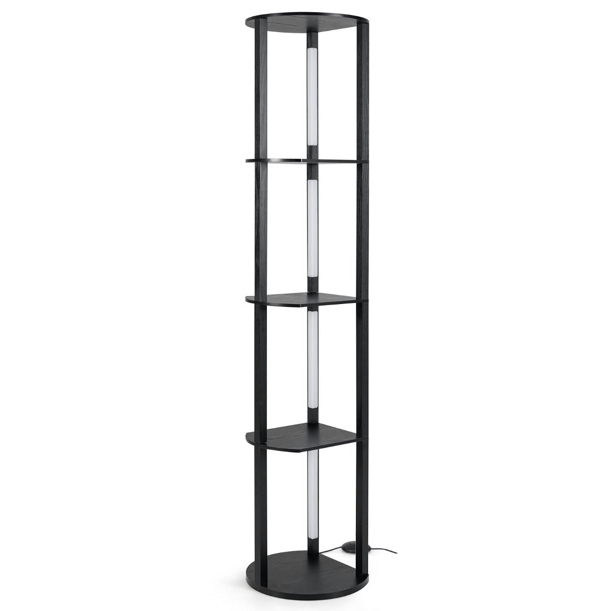 Lâmpada de Pé com 4 Prateleiras e Tiras LED Orientáveis com 3 Temperaturas de Cor 35 x 30 x 163 cm Preto — foto 2