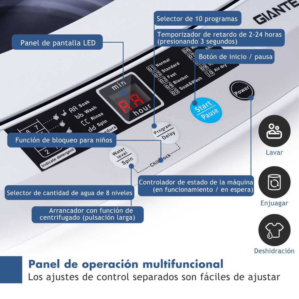 Lavadora Automática 4,5kg com Secagem 10 Programas LED Display Compacta Branca — foto 6