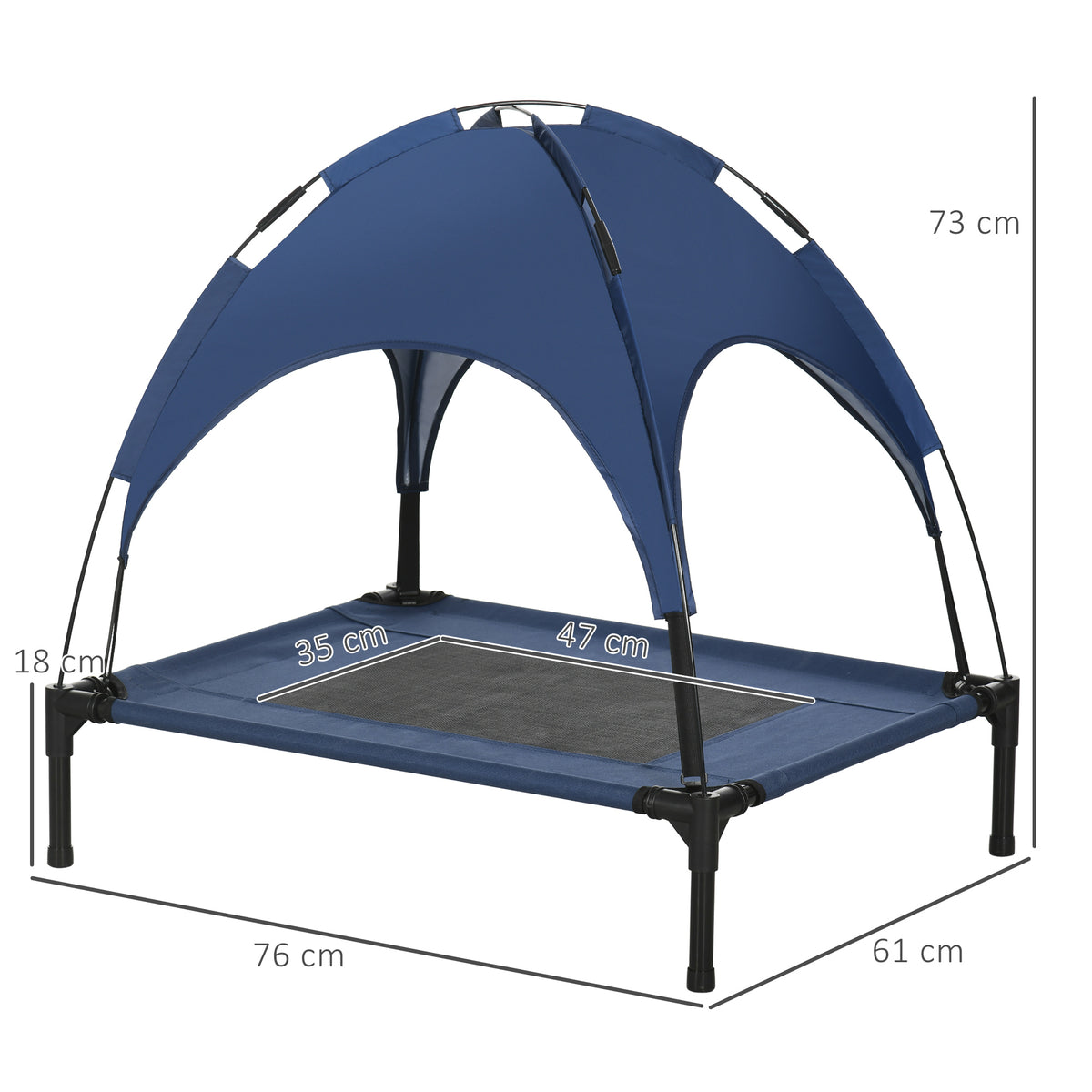 Cama para Pets com Dossel, Cama para Cães, dobrável, resistente às intempéries, Azul — foto 2