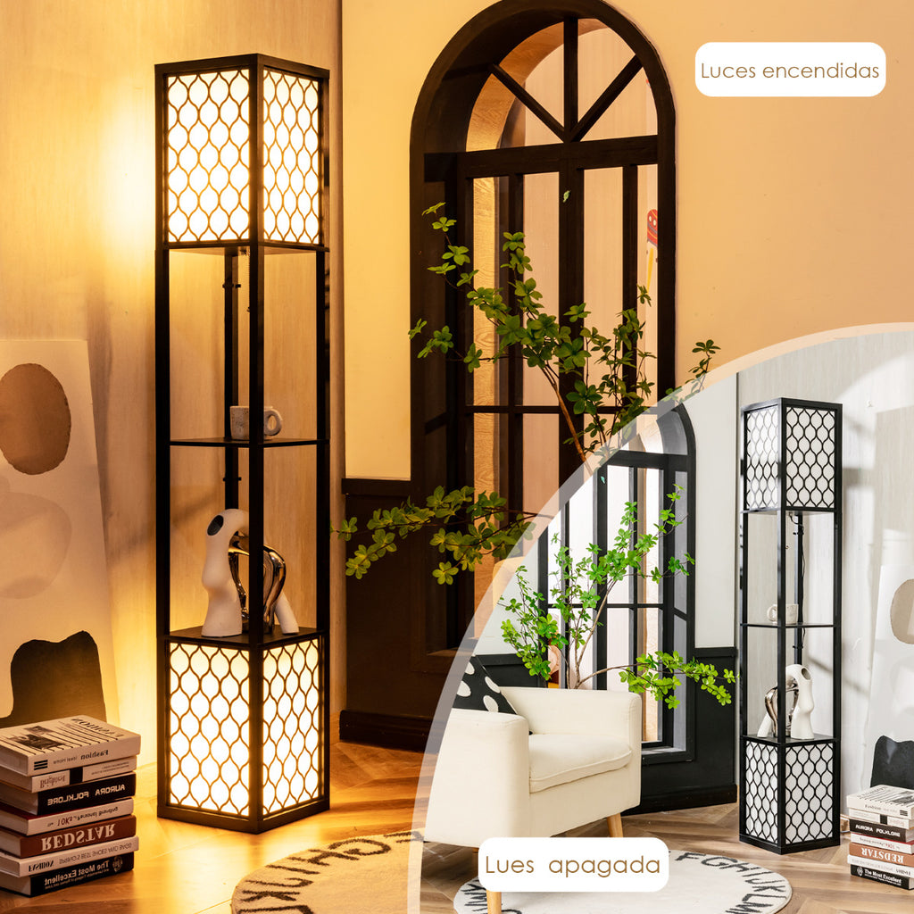 Luminária de Chão com Prateleiras Dupla Lâmpada E27 Interruptor Pedal 156cm — foto 4