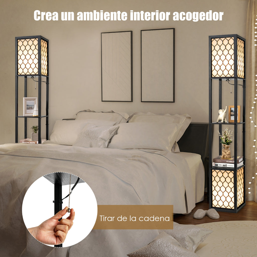 Luminária de Chão com Prateleiras Dupla Lâmpada E27 Interruptor Pedal 156cm — foto 5
