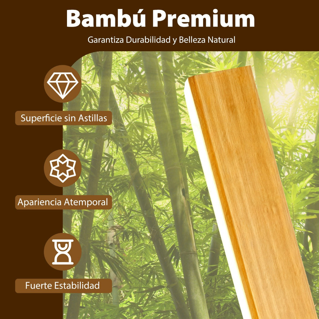 Luminária de Pé Bambú LED Regulável Canto com Interruptor Pedal 3 Temperaturas — foto 6