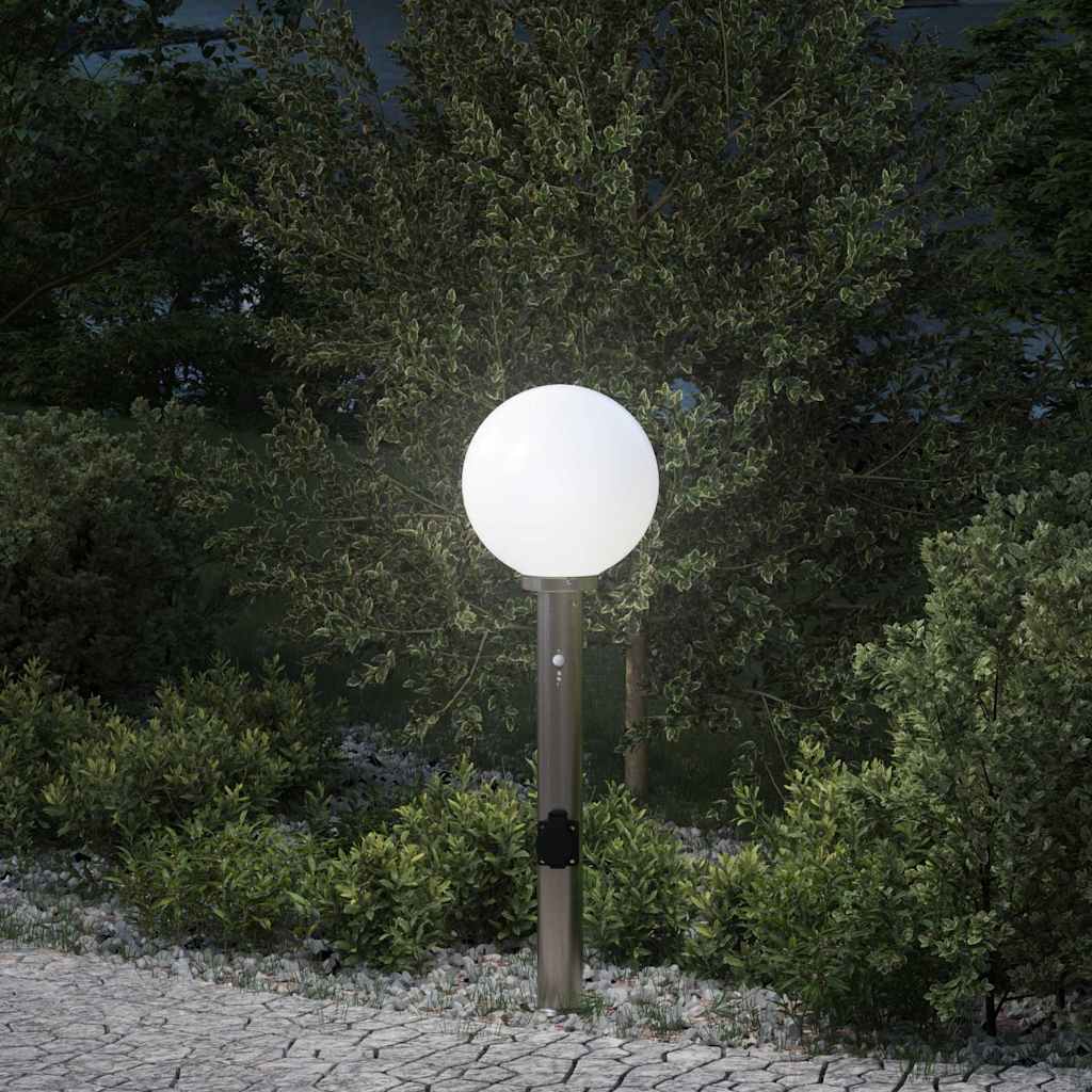 Luminária de poste com sensor e tomada, 80 cm, aço inoxidável, IP44 — foto 1