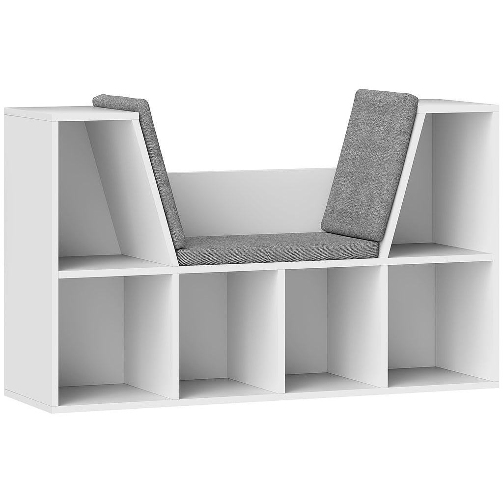 Estante com Assento 6 Compartimentos Estofada 105x30x63 cm Branco — foto 1